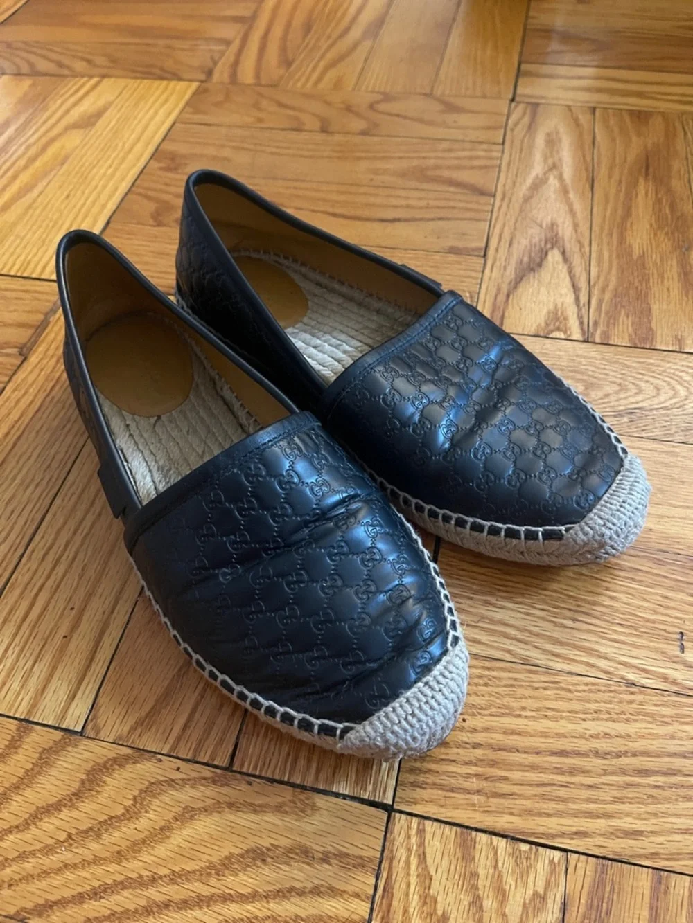 Gucci Microguccissima Monogram Pattern Leather Espadrilles Quiet Luxury - Picture 2 of 16